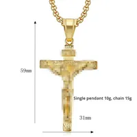 Ys161 Vente en gros Nouveau Collier Pendentif Croix de Jésus Exquis en Acier Inoxydable Doré Chrétien