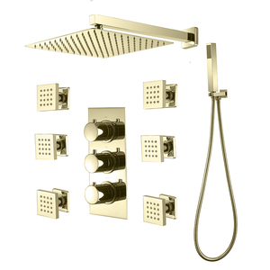 Mlfalls multifuncional de la cabeza de ducha <span class=keywords><strong>con</strong></span> ducha de mano de oro <span class=keywords><strong>termostato</strong></span> <span class=keywords><strong>con</strong></span> Spray oculta de <span class=keywords><strong>grifo</strong></span> de la ducha - Product Image 1