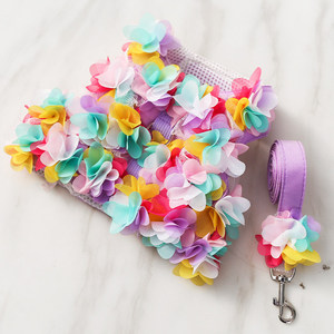 Pettorina Rosa Floreale per Cani con Fiori 3D, Gilet in Pizzo a Rete con Volant e Guinzaglio con Anello a D, Grazioso Abbigliamento da Passeggio per Cuccioli e Gattini di Piccola Taglia - Product Image 6