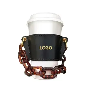 Reutilizável personalizado café bolha chá caneca manga portátil personalizado isolamento térmico bebida manga couro titular copo