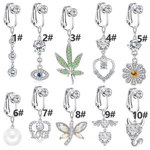 Bijoux de corps pour femmes de mode Zircon pendentif <span class=keywords><strong>nombril</strong></span> clip fleur coeur sans <span class=keywords><strong>piercing</strong></span> faux <span class=keywords><strong>nombril</strong></span> anneau - Product Image 1