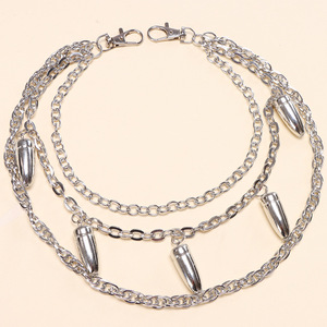 Cadena de cintura estilo hip hop de aleación de zinc con colgante de bala metálica de varias capas para uso diario - Product Image 3