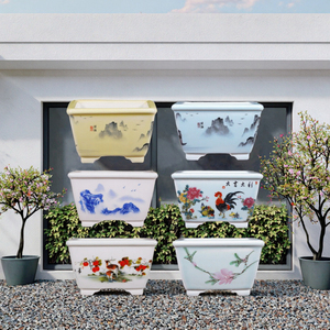 Maceta de Cerámica Esmaltada Hecha a Mano <span class=keywords><strong>con</strong></span> Diseño Cuadrado Ecológica para Jardín y Hogar <span class=keywords><strong>con</strong></span> Pequeñas <span class=keywords><strong>Suculentas</strong></span> y <span class=keywords><strong>Flores</strong></span> - Product Image 3
