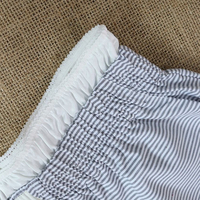 Shorts pour femmes en coton rayé avec logo personnalisé, tissu doux et respirant, ourlet en dentelle, taille élastique, pour vêtements de nuit et tenues décontractées