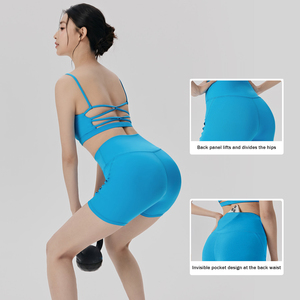 Pantalones Cortos de Ciclismo YOGA Secretsculpt Butterlift Sin Costura Delantera, de Cintura Alta, para <span class=keywords><strong>Mujer</strong></span>, para Entrenamiento, Gimnasio, con Efecto Push-Up - Product Image 3
