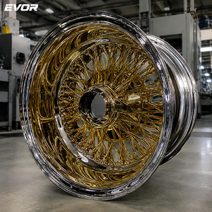 Jantes EVOR Wire Wheels 13x7 Chrome Lip Knock-off 2 <span class=keywords><strong>Bar</strong></span> Spinner pour voiture, décalages de 16 et 20 mm, finition dorée - Product Image 4
