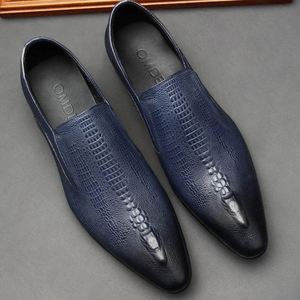 High-Quality Men's Engraved Oxford Shoes Genuine Leather Pointed <b>Toe</b> Design Ideal for Business Formal Wear - Product Image 1