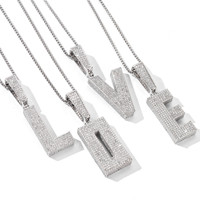 Nouveau collier hip-hop streetwear en tungstène, 26 pendentifs lettres majuscules entièrement incrustés de zircons, breloques élégantes et polyvalentes