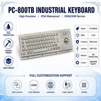 Teclado Industrial Integrado Resistente PC-800TB de Acero Inoxidable con Trackball, a Prueba de Polvo y Agua para Entornos Industriales y Médicos Difíciles
