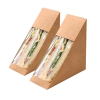 Vente en gros Boîte à sandwich emballage sandwich en papier kraft avec fenêtre emballage de pain petit déjeuner pain dessert
