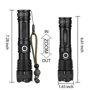 20W High Power XHP50 Aluminum Alloy 1000 Lumens IP55 Waterproof Rechargeable <b>LED</b> Tactical <b>Flashlight</b> Outdoor - Product Image 2