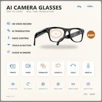 Lunettes caméra IA 8MP, Lunettes intelligentes avec traduction en temps réel, commande vocale, enregistrement vidéo haute définition, mise à jour OTA
