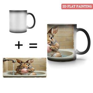 Frosted Black 11oz <b>Ceramic</b> Mug Heat Sensitive Blank <b>Cup</b> For Festival Gift - Product Image 4