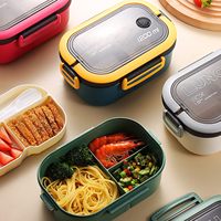 Vulcanus Boîte à bento double couche pour adulte Boîte à lunch en plastique durable et étanche avec cuillère et fourchette pour la cuisine Cadeaux publicitaires