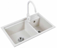 Set Wastafel Dapur Stainless Steel 304 Berkualitas Tinggi dengan Keran, Model Modern Double Bowl, Pilihan Warna (Hitam/Putih), Dapat Disesuaikan