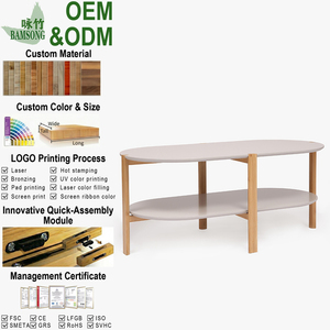 Table basse ovale à 2 niveaux au design moderne, table centrale de canapé, table basse minimaliste à 2 étagères, meubles de salon - Product Image 1