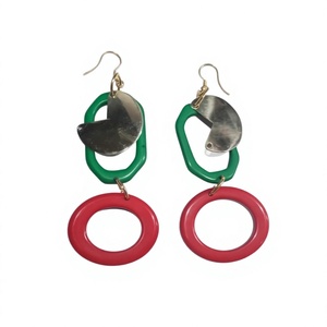 Pendientes Geométricos de Resina Acrílica de la Mejor Calidad, Joyería de Moda Unisex en Colores Rosa Menta, Morado, Azul y Rojo para Mujer - Product Image 2
