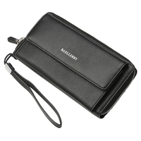 Dompet Panjang Pria Model Clutch Stylish Terlaris, Desain Baru Multifungsi, Penutup Ritsleting, Lapisan Poliester, Hiasan Huruf
