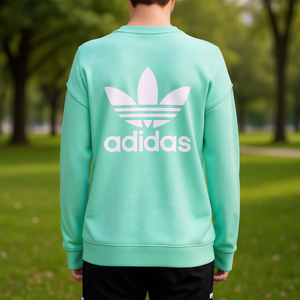 Sudadera Adidas Originals Trefoil para Mujer, Talla XS, Color Menta Blanco, Cuello Redondo, Manga Larga, Corte Regular, 100% Algodón, Todas las Temporadas - Product Image 2