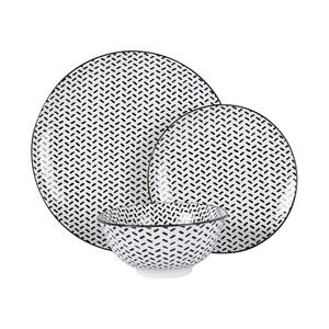 Simple y elegante vajilla restaurante familiar de la cena de impresión negro de cerámica tazones de vajilla platos y tazas - Product Image 4