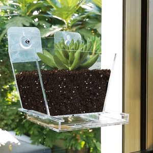 MINGSHI Acrylic Window Planter Boxes Clear Flower Pot Hanging Planter Pot