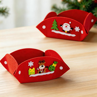Offre Spéciale : Ensemble de plateaux en feutre pour bonbons de Noël – Père Noël, Bonhomme de neige, Renne – Support de rangement pour fruits et collations – Décoration de table de Noël mignonne