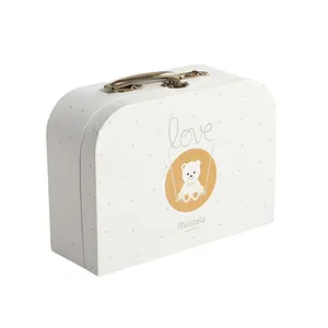 아기 양말과 속옷을위한 손잡이 맞춤형 핫 스탬핑 및 니스 상자가있는 개인화 된 럭셔리 페이퍼 보드 여행 가방 상자