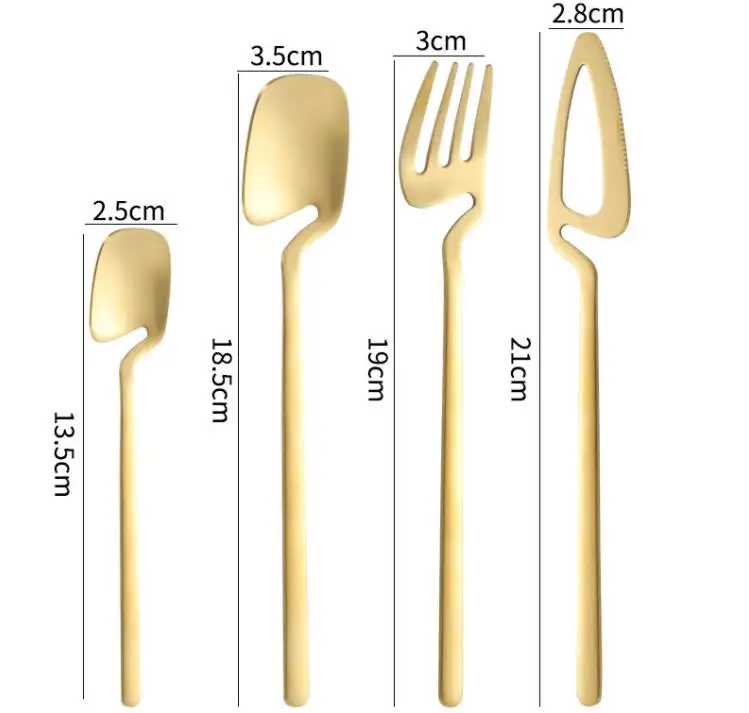 कस्टम लक्जरी 4 Pcs पुन: प्रयोज्य चाकू चम्मच कांटा चांदी के बर्तन सोने Flatware स्टेनलेस स्टील कटलरी सेट