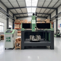 Machine CNC 5 axes pour le travail du bois, rampe d'escalier en bois massif 360° °   Centre d'usinage CNC à double broche de table rotative