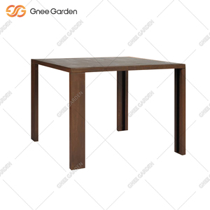 Rectángulo Corten Acero Cómodo Apilable Mesa de comedor al aire libre Diseño geométrico moderno Jardín Patio Durable Resistente a la intemperie - Product Image 2