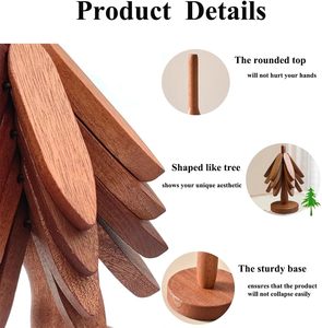 Classic Eco-Friendly Kitchen Folding Tree Shape Wooden <b>Trivet</b> and Coasters Set of 4 for Hot Dishes - Product Image 3