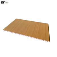 Paneles de Pared Acordonados Fluorescentes Impermeables y Resistentes al Fuego de PVC con Aspecto de Madera SUYI, Ecológicos, de 2.9 m, 9 mm, Diseño Moderno para Baños de Villas