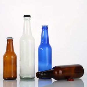 Reciclable personalizado 500ml 750 ml ámbar transparente marrón <span class=keywords><strong>verde</strong></span> azul vacío <span class=keywords><strong>cerveza</strong></span> vidrio corona tapa botellas 330ml vidrio ámbar con tapa de corona - Product Image 1