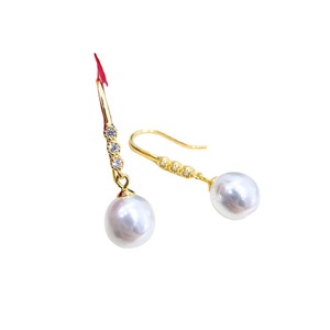 S925 <b>Silver</b> DIY <b>Pearl</b> <b>Earrings</b> Accessory Simple Zircon <b>Silver</b> Ear Ring with 8-12mm Round Beads 21285 - Product Image 5