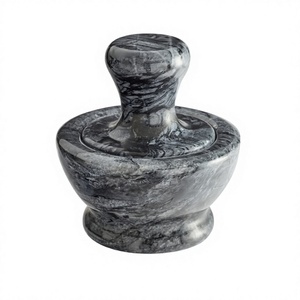 Mortier et pilon en marbre de conception unique pilon à ail de taille personnalisée de forme ronde de fabrication dans les arts à la maison - Product Image 1