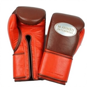 Gants de boxe en cuir de vache véritable, à lacets, pour entraînement et arts martiaux - Product Image 1