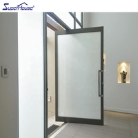 Cour d'entrée utilisée cadre en aluminium personnalisé trempé faible e cote énergétique pivotante en verre portes avant et arrière