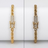 Hip-hop 6mm Men's Bracelet, Gold-plated Fried Dough Twists Chain, 925 Silver Moissanite Woven Twisted Rope Jewelry