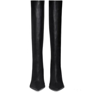 Botas de tacón de aguja personalizadas para mujer con cremallera lateral, diseño de diseñador, hasta la rodilla, tacón fino, punta afilada, botines largos - Product Image 3