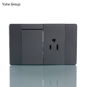 Interrupteur mural et prise avec panneau tactile, style électrique sud-américain, 16A 250V, design minimaliste, matériau PC - Product Image 1