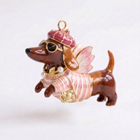 Breloques mignonnes en cuivre en forme de chien teckel, pendentifs colorés de chiot de dessin animé pour la fabrication de colliers et de porte-clés DIY