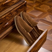 Mocassins en daim respirants et confortables, tissés, à enfiler, légers, style britannique, chaussures décontractées pour l'été