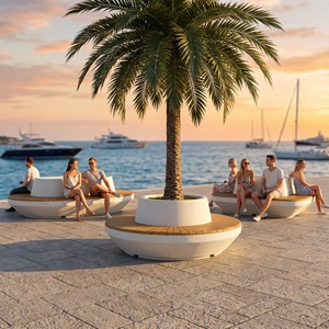 Banc de jardin extérieur rond, banc de patio, siège d'arbre, siège de rue, banc de place publique - Product Image 6