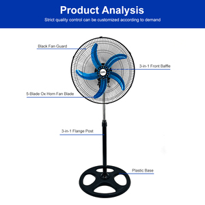 Ventilador Industrial de Alta Potencia de 18 Pulgadas: Ventilador de Alto Flujo de Aire para Uso en Fábricas y Comercios, Pedestal Doméstico con Oscilación y Alto Flujo de Aire - Product Image 5