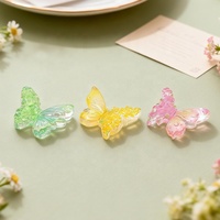 Figurines Papillons en Résine Ombrée Kawaii Effet Gelée, Double Design Texturé Pétale pour Kits DIY, Breloques Pastel Dégradé en Gros