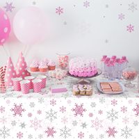 Nappe jetable d'anniversaire fête flocon de neige couverture de table en plastique nappe pour fournitures de fête nappe