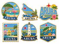 Souvenir des Bahamas, aimant de réfrigérateur en métal émaillé réutilisable, porte-clés personnalisé, design de plage, flamant rose, coquillage, palmier, cadeau de voyage