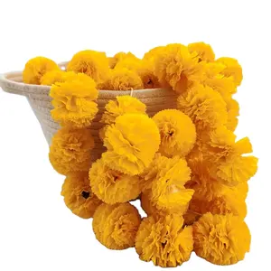 批发价格印度黄橙色人造万寿菊花环用于婚礼装饰