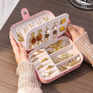 Portable Jewelry Storage <b>Box</b> For Travel With <b>Earrings</b> Rings Necklaces Bracelets Organizer Soft Plastic Case Compact Design - Product Image 1