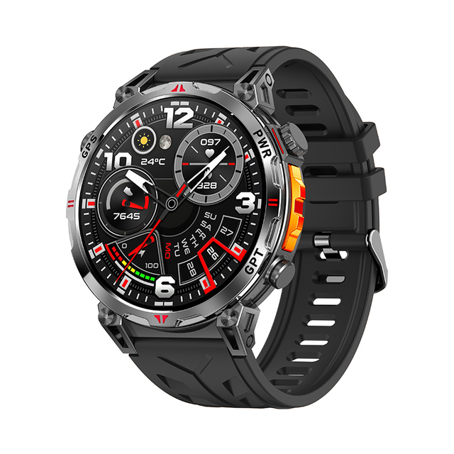 KC93 Smart Watch 2025 AMOLED GPS Smartwatch 3ATM Waterproof 650mAh Battery, Fitness Tracker with Flashlight Compass